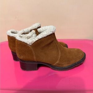 Women's Sporto Brown Suede Ankle Booties with Shearling Collar Size 5.5 New